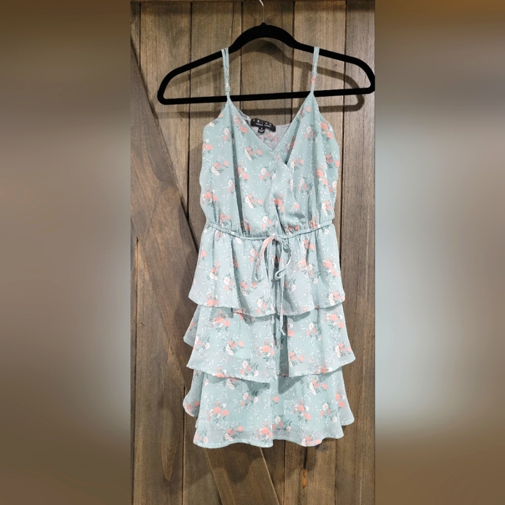Trixxi Small light green flowered ruffle mini dress
